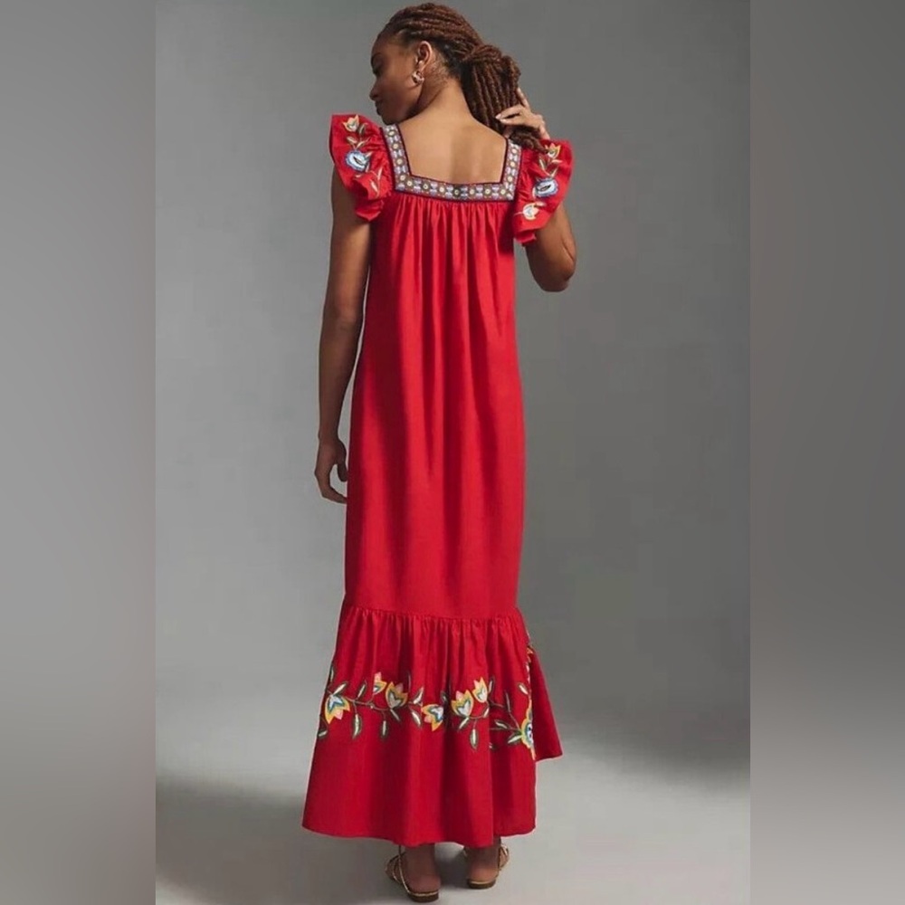 Farm Rio for Anthropologie Embroidered Square-Neck Dress - Picture 4 of 12